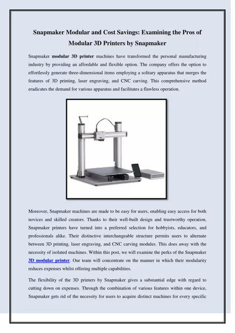 Snapmaker Modular and Cost Savings: Examining t...