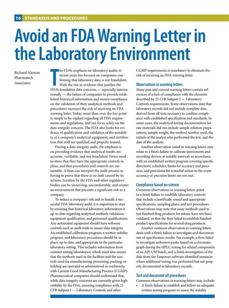 Controlled Environments - September/October 2016 - 16 | Pharmatech Associates articles: technical expertise for the regulated life science industry | Scoop.it