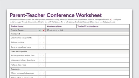 Printable Parent-Teacher Conference Worksheet by Amanda Morin | iGeneration - 21st Century Education (Pedagogy & Digital Innovation) | Scoop.it