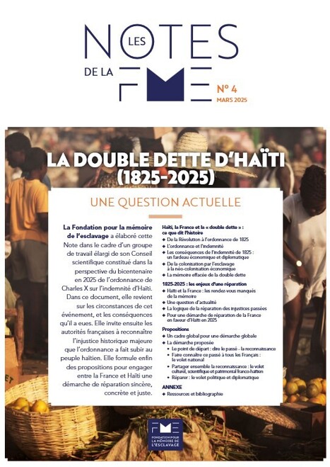 15/04/2025 - Fondation pour la mémoire de l'esclavage - La double dette d'Haïti (1825-2025) - Ressources en ligne | infos-web | Scoop.it