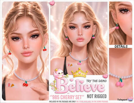 985 Cherry Earrings Set May 2026 Group Gift by Believe | Teleport Hub - Second Life Freebies | Second Life Freebies | Scoop.it