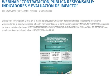 Webinar Contratación Pública Responsable: indicadores y evaluación de impacto | Asepuc | Evaluación de Políticas Públicas - Actualidad y noticias | Scoop.it