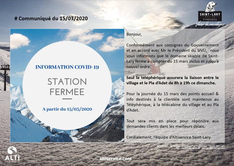 Coronavirus : fermeture de la station de Saint-Lary à partir du 15 mars | Vallées d'Aure & Louron - Pyrénées | Scoop.it