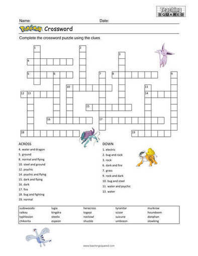 Pok mon Crossword Puzzle Generation 2