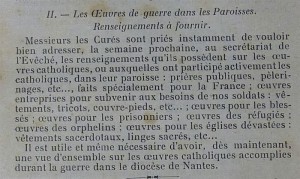 L’engagement des paroisses dans les   « œuvres de guerre ». Présentation de l’enquête du diocèse de 1916 - [Diocèse de Nantes] | Histoire 2 guerres | Scoop.it
