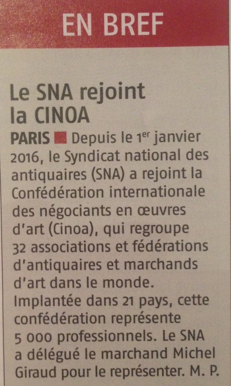 Le SNA rejoint la CINOA - Le Journal des Arts | La revue de presse & web du SNA | Scoop.it