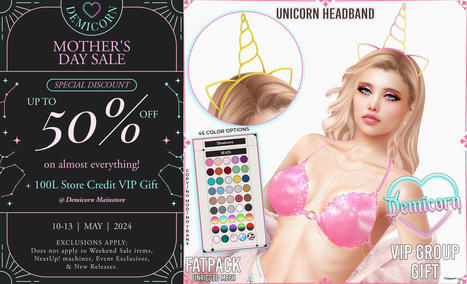 Unicorn Headband Fatpack May 2024 Group Gift by Demicorn | Teleport Hub - Second Life Freebies | Second Life Freebies | Scoop.it