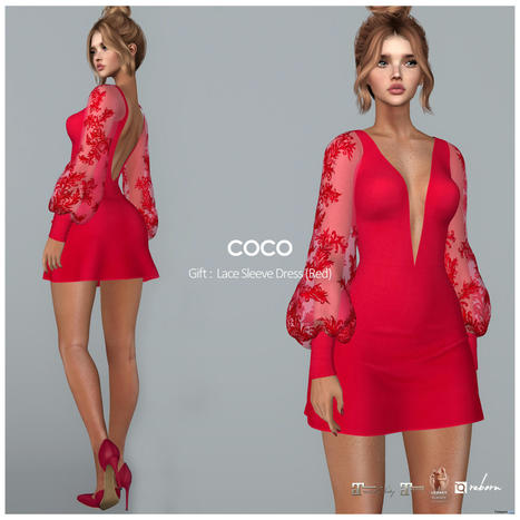 Lace Sleeve Dress Red February 2023 Group Gift by COCO Designs | Teleport Hub - Second Life Freebies | Second Life Freebies | Scoop.it