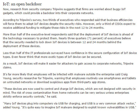 Internet of Things: A security threat to business by the backdoor? | CyberSecurity | ICT Security-S&eacute;curit&eacute; PC et Internet | Scoop.it