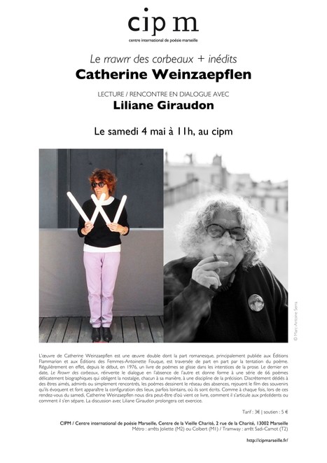 (Agenda) 4 mai, Marseille, Catherine Weinzaepflen, avec Liliane Giraudon | Poezibao | Scoop.it