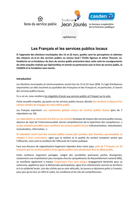 Quelles sont les perceptions et attentes des citoyens vis-&agrave;-vis des services publics au niveau local &agrave; l'approche des &eacute;lections municipales des 15 et 22 mars ? | Veille juridique du CDG13 | Scoop.it