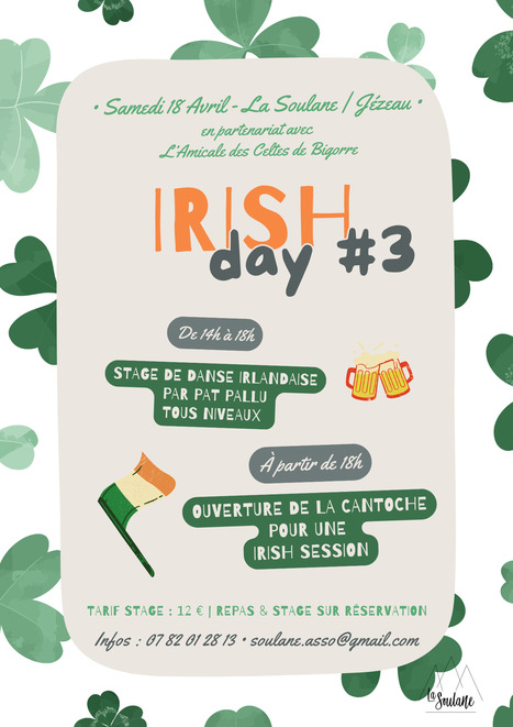 "Irish day" stage de danse et bal irlandais samedi 18 avril &agrave; La Soulane, J&eacute;zeau | Vall&eacute;es d'Aure & Louron - Pyr&eacute;n&eacute;es | Scoop.it