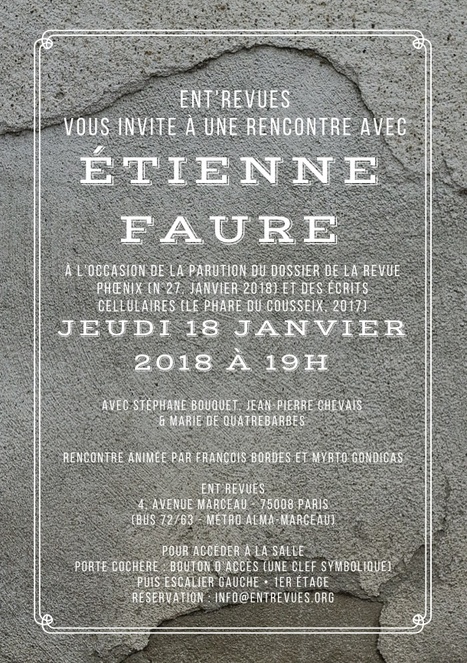 (Agenda) 18 janvier, Paris, Etienne Faure et la revue Phoenix | Poezibao | Scoop.it