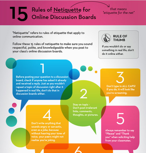 15 Rules of Netiquette for Online Discussion Boards | Eclectic Technology | Scoop.it