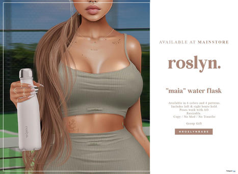 Maia Water Flask August 2022 Group Gift by roslyn | Teleport Hub - Second Life Freebies | Second Life Freebies | Scoop.it