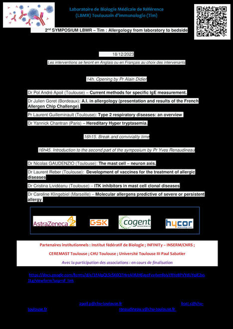 Yves Renaudineau no LinkedIn: Save the date: 2nd symposium LBMR-Tim: Allergology from laboratory to… | Allergy (and clinical immunology) | Scoop.it