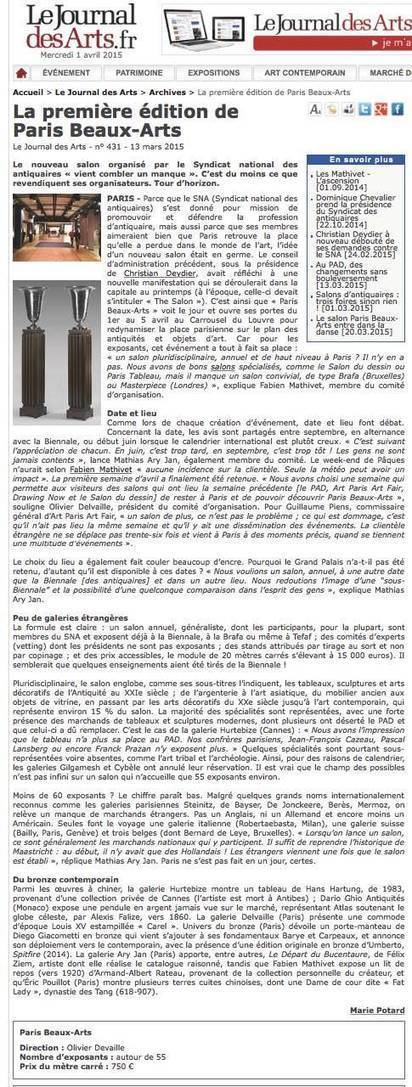 Le Journalde Arts.fr / 1er Avril 2015 | Paris Beaux-Arts | Scoop.it