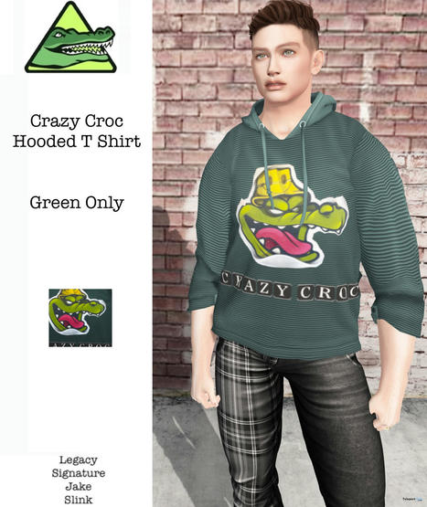 Crazy Croc Hooded T-Shirt June 2022 Group Gift by Snappy Wears | Teleport Hub - Second Life Freebies | Second Life Freebies | Scoop.it