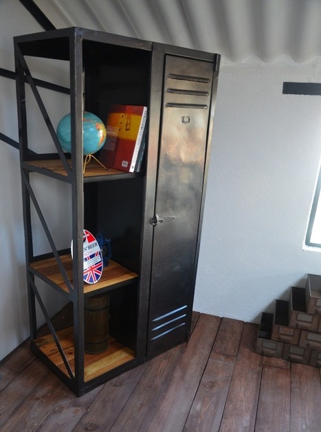 Industrial wood and metal book storage | 1001 Recycling Ideas ! | Scoop.it