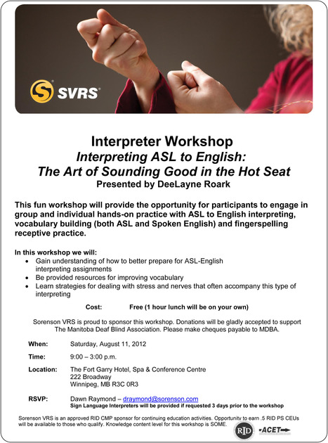 Interpreter Workshop | Manitoba Association of Visual Language Interpreters | Metaglossia: The Translation World | Scoop.it