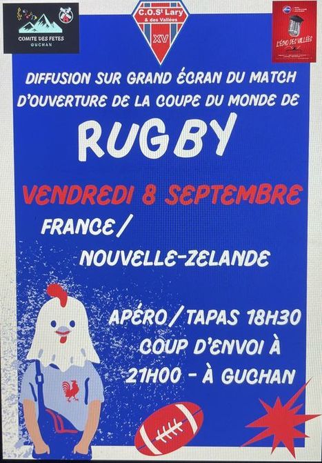 Retransmission du match d'ouverture de la Coupe du monde de rugby à Guchan le 8 septembre | Vallées d'Aure & Louron - Pyrénées | Scoop.it