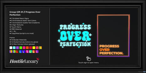 Progress Over Perfection Neon Sign September 2026 Group Gift by Hostile Luxury | Teleport Hub - Second Life Freebies | Second Life Freebies | Scoop.it