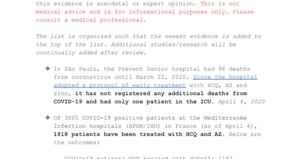 Compilation of Evidence on Hydroxychloroquine + Azithromycin for COVID-19 | Covid-19, SARS-Cov-2, vaccines, Remdesivir, Chloroquine...and all that Jazz | Scoop.it