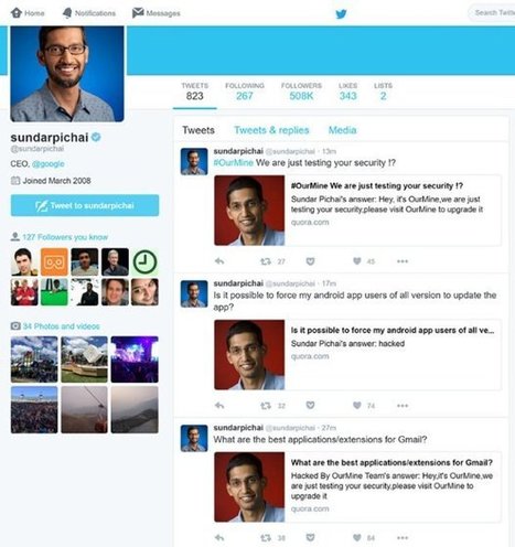 BeGeek : "Sundar Pichai, CEO de Google, nouvelle victime des hackers russes d'OurMine | Ce monde à inventer ! | Scoop.it