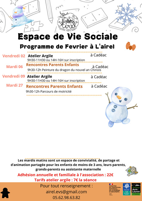 Programme de l'Espace de Vie Sociale de l'AIREL pour février 2024 | Vallées d'Aure & Louron - Pyrénées | Scoop.it