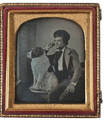 Daguerreotype of a St. Bernard & His Owner Gazing out the Window | Antiques & Vintage Collectibles | Scoop.it