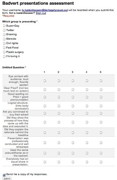 Peer assessment with Google Forms | ipadders.eu...