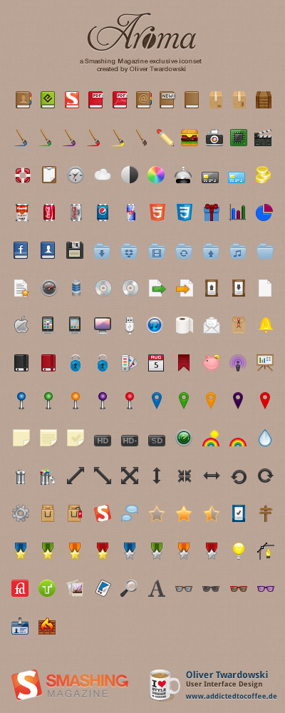 Free Icon Set For Web Designers: Aroma (250+ PNG Icons) | Time to Learn | Scoop.it