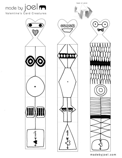 Valentine&rsquo;s Card Creatures | Kids Craft Printable | Made by Joel | Craft Activities for Kids | Scoop.it