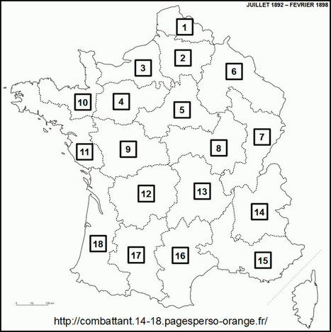 Régions militaires et subdivisions de régions de 1874 à 1914 | Autour du Centenaire 14-18 | Scoop.it