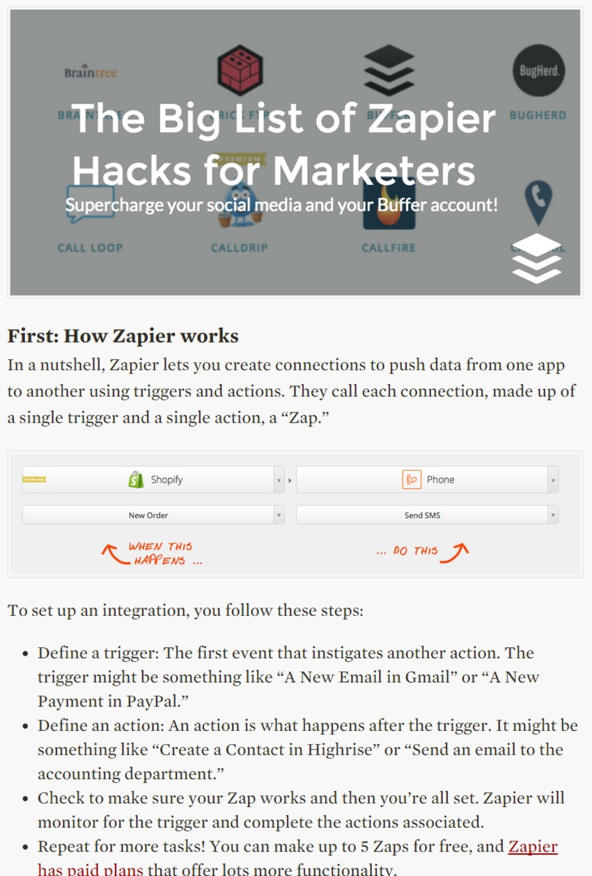 The Big List of Zapier Hacks for Marketers - Buffer | The MarTech Digest | Scoop.it