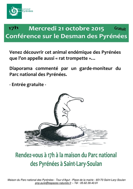 Conf&eacute;rence sur le Desman des Pyr&eacute;n&eacute;es &agrave; Saint-Lary le 21 octobre | Vall&eacute;es d'Aure & Louron - Pyr&eacute;n&eacute;es | Scoop.it