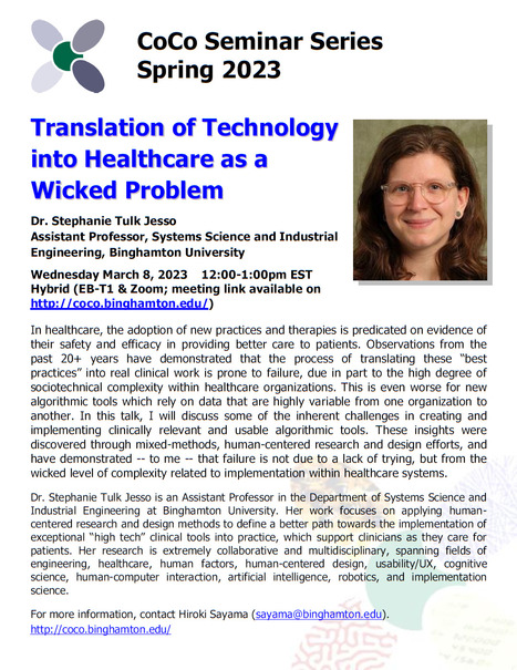Next CoCo seminar by Stephanie Tulk Jesso on Wed. March 8th | Binghamton Center of Complex Systems (CoCo) | Scoop.it
