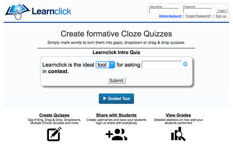 Learnclick Quizzes - Create cloze tests, gap-filling exercises, drag and drop, dropdown and multiple choice quizzes | Information and digital literacy in education via the digital path | Scoop.it