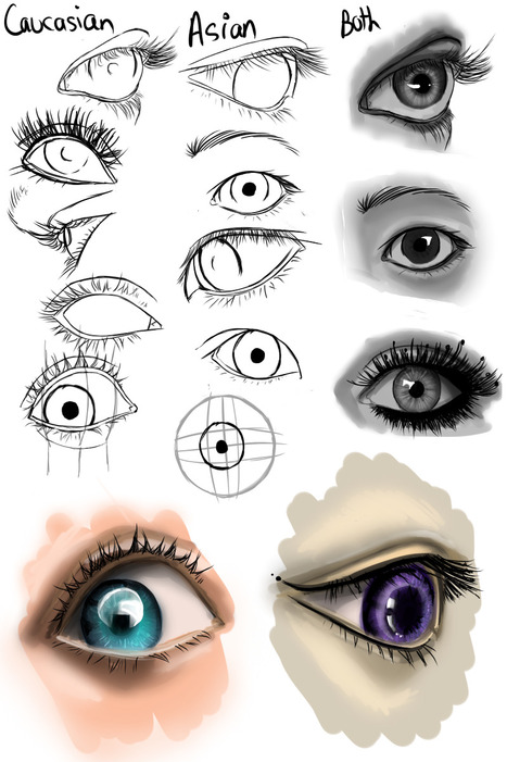 Asian and Caucasian Eye Drawing Reference | Drawing and Painting Tutorials | Scoop.it