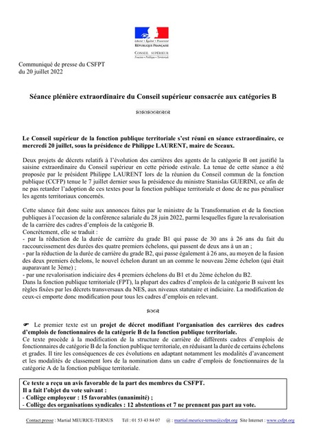 Evolution des carrières des agents de la catégorie B - Deux projets de décrets ont justifié la saisine extraordinaire du Conseil supérieur en cette période estivale | Veille juridique du CDG13 | Scoop.it