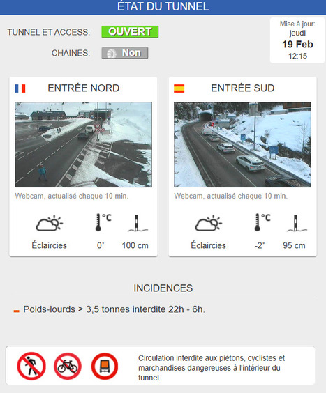 Conditions d'acc&egrave;s au tunnel de Bielsa le 19 f&eacute;vrier (12:15) | Vall&eacute;es d'Aure & Louron - Pyr&eacute;n&eacute;es | Scoop.it