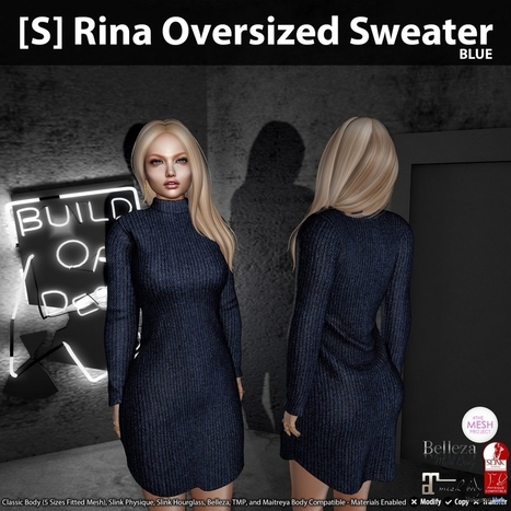 ** 60L PROMO **&nbsp;New Release: [S] Rina Oversized Sweater by [satus Inc] | Teleport Hub - Second Life Freebies | Second Life Freebies | Scoop.it