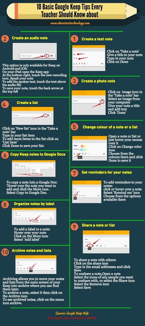10 Basic Google Keep Tips Every Teacher Should Know about (Infographic) ~ Educational Technology and Mobile Learning | iGeneration - 21st Century Education (Pedagogy & Digital Innovation) | Scoop.it
