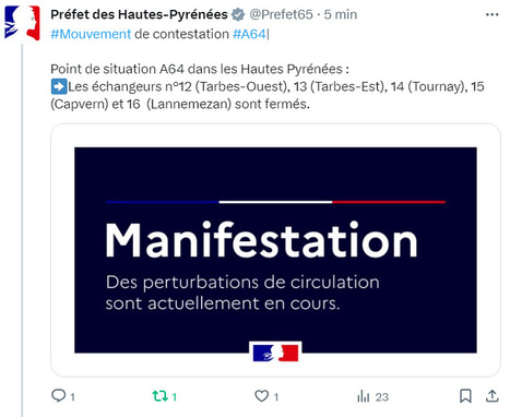 Perturbations de circulation liées au mouvement de contestation des agriculteurs | Vallées d'Aure & Louron - Pyrénées | Scoop.it