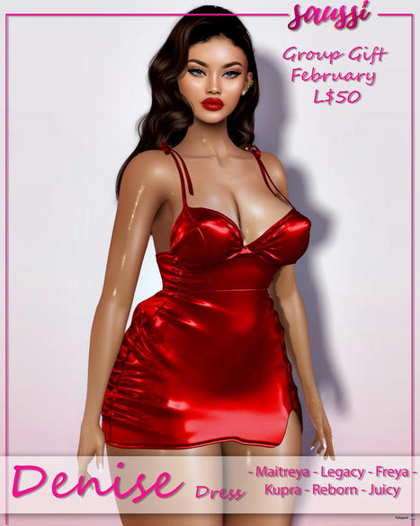 Denise Dress February 2023 Group Gift by Saussi | Teleport Hub - Second Life Freebies | Second Life Freebies | Scoop.it