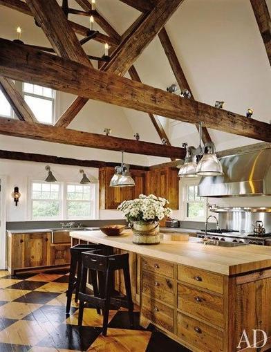 Wood Ceiling Beams Wide Plank Flooring Decorative Barn