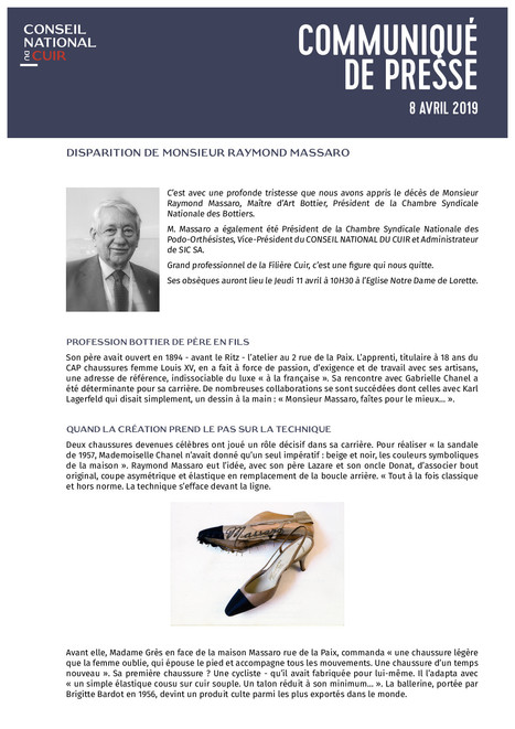 Disparition de Raymond MASSARO | L'actualité de la filière cuir | Scoop.it