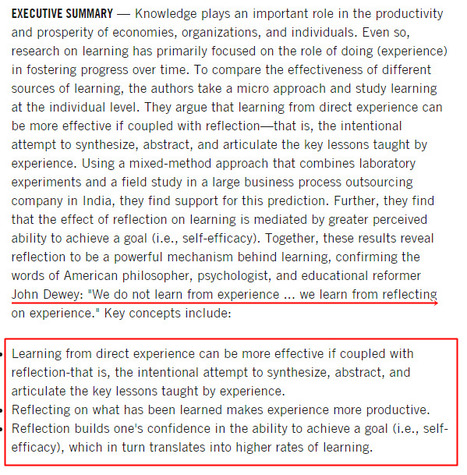 Learning By Thinking: How Reflection Improves Performance — Harvard Business School | ED 262 Research, Reference & Resource Skills | Scoop.it