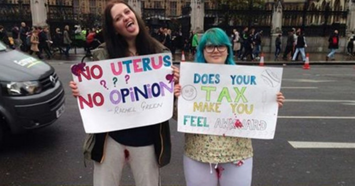 Women Protested The UK’s 'Tampon Tax' By Bleeding In White Pants | Dare To Be A Feminist | Scoop.it