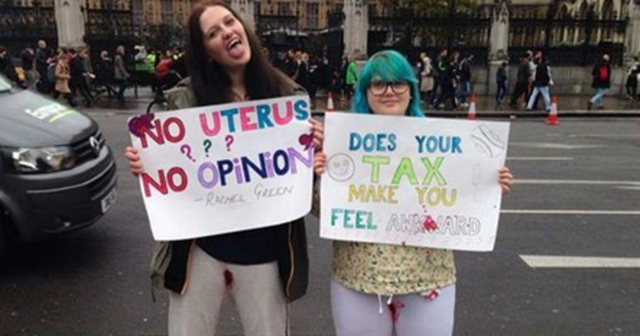 Women Protested The UK’s 'Tampon Tax' By Bleeding In White Pants | Herstory | Scoop.it